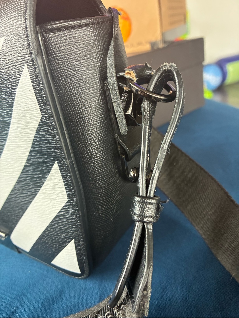 Off—White Black and White Diagonal Stripe Crossbody Bag - Picture 3 of 11